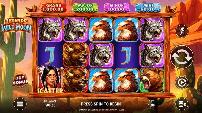 Legends of the Wild Moon - ekran za igru mreže 5x3